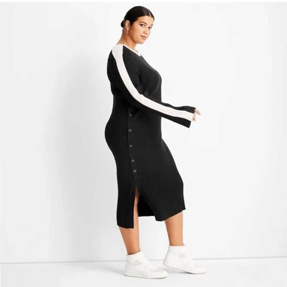 Ribbed long Sleeve Sweater dress
